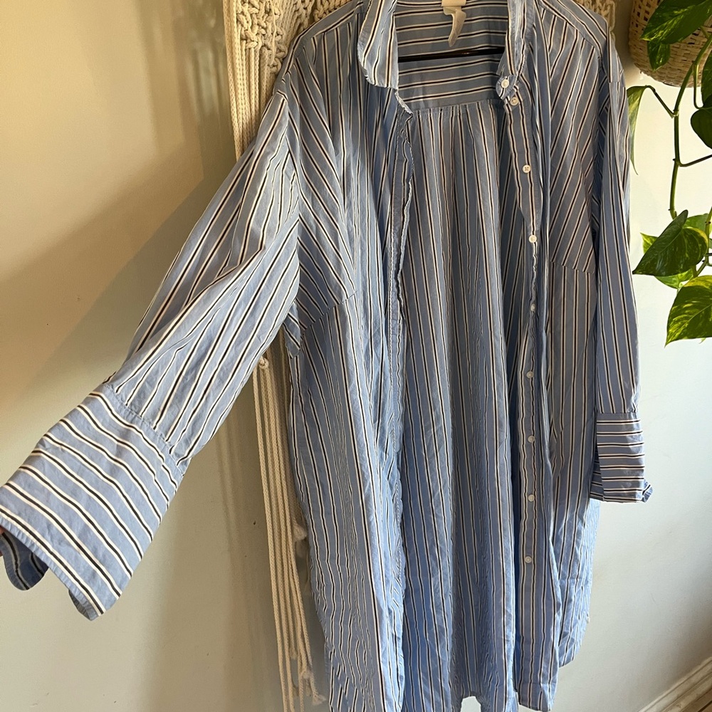 H&M Blue Striped oversized Shirt dress